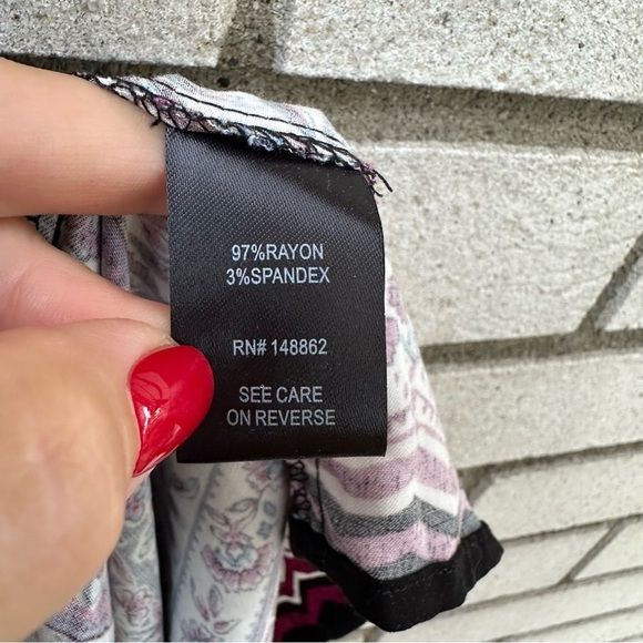 Torrid Multi-Color Border Print Challis Cold Shoulder Skater Dress - Picture 13 of 14